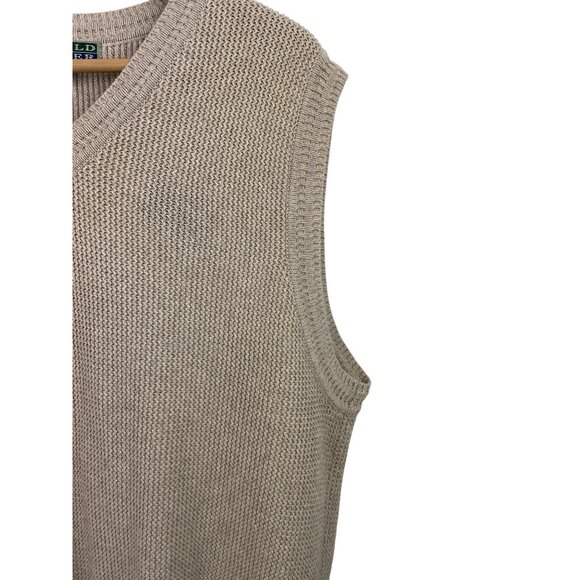Arnold Palmer Mens V-Neck Sweater Vest Beige 100% Cotton Size Large - Picture 3 of 9
